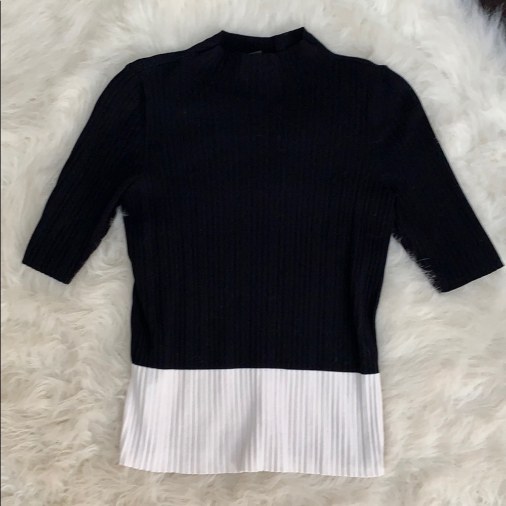 Ann Taylor Ribbed Mock Neck Top